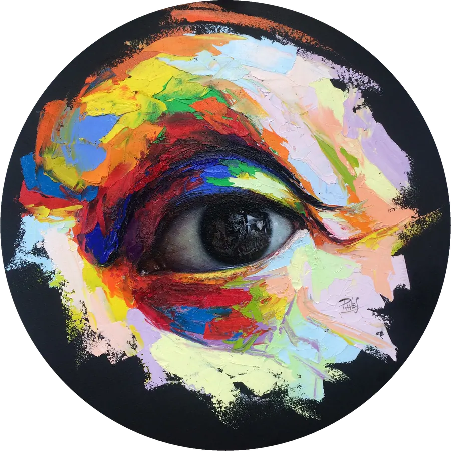 Mirada de Picasso. Óleo sobre lienzo · Tondo de 50 cm · 2018