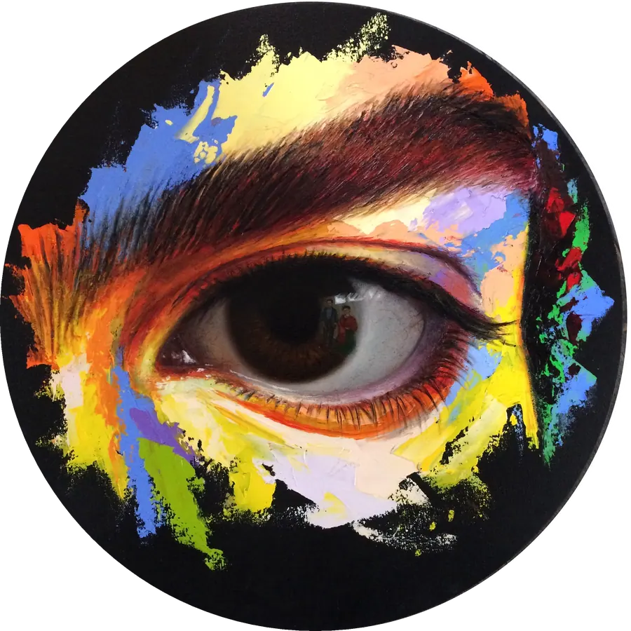 Mirada de Frida. Óleo sobre lienzo · Tondo de 50 cm · 2018